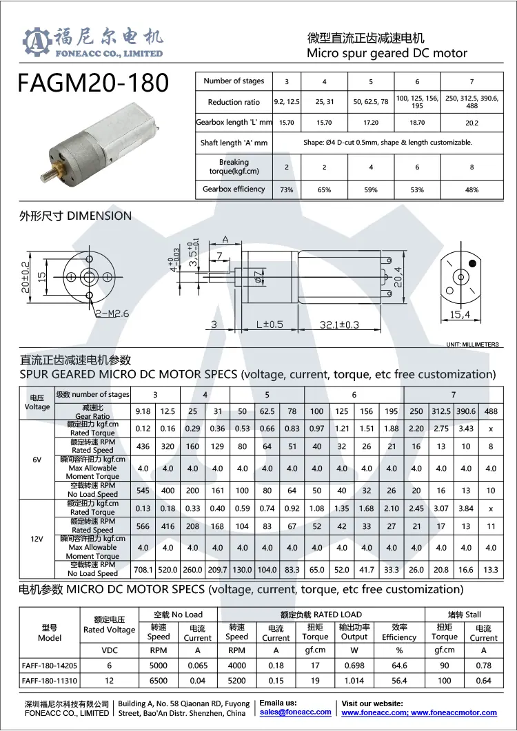 gm20-180 20 mm kleines Stirnradgetriebe Gleichstrom-Elektromotor.webp